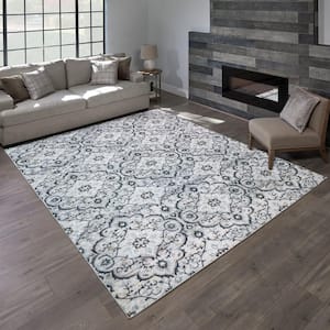Quattro Tunny Gray 5 ft. x 7 ft. Medallion Indoor Area Rug