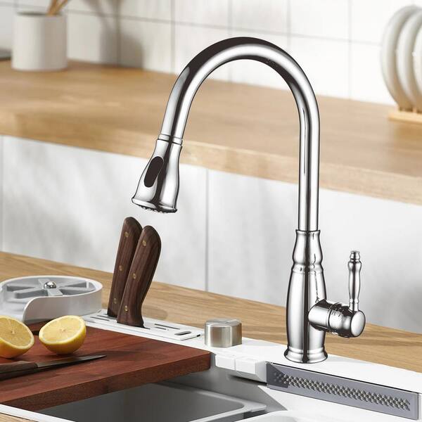 Reviews for Satico Single Handle Pull Out Sprayer Kitchen Faucet in ...