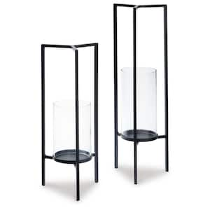 Ginette Black/Clear Candle Holder (Set of 2)