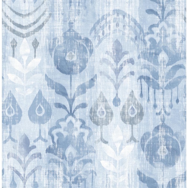 A-Street Prints Pavord Floral Shibori Blue Nonpasted Non Woven Wallpaper Sample