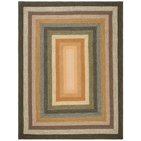 Braided Multi Machine 11 ft. x 15 ft. Machine Washable Border Interlaced Area Rug