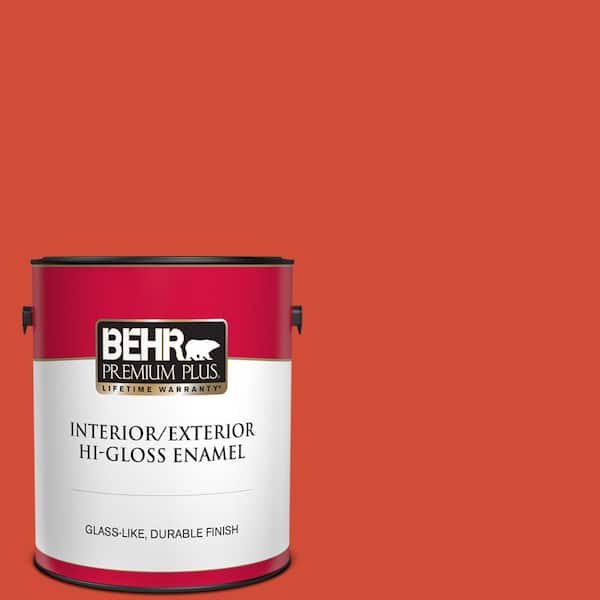 BEHR PREMIUM PLUS 1 gal. #S-G-190 Red Hot Hi-Gloss Enamel Interior/Exterior Paint
