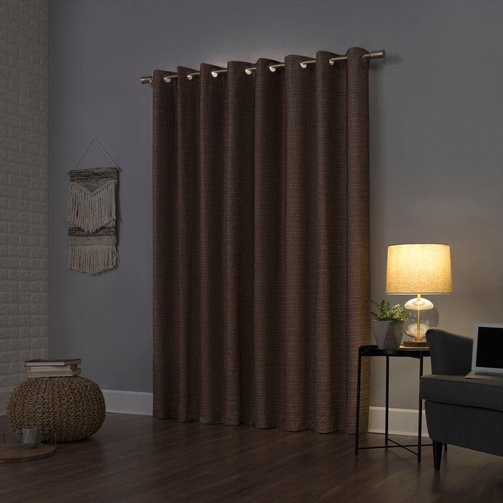 Russet Linen Burlap Weave Thermal Blackout Curtain Panel 52" x 84"