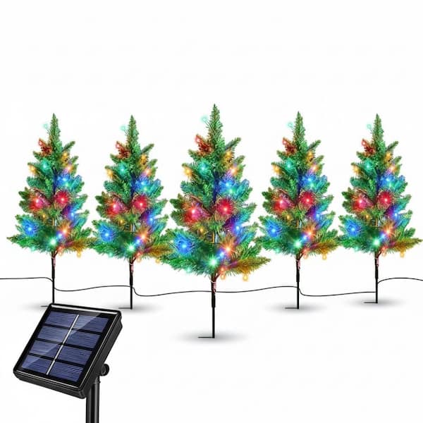6-Pack 120 LED Solar Christmas Garden Stake Lights, Outdoor Waterproof (8 Modes)