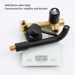 Single Handle 2 Holes Bathroom Faucet with Brass Rough-in Valve Included in Matte Black