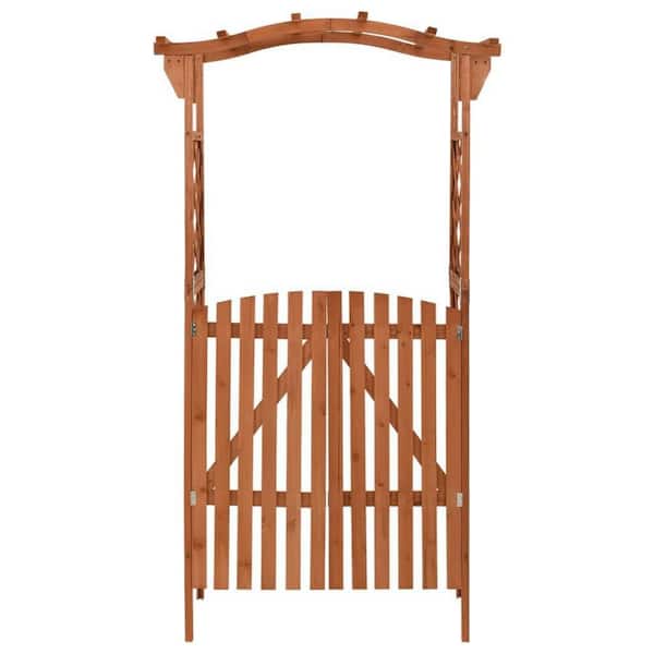 cenadinz 3.8 ft. x 1.3 ft. Solid Fir Wood Pergola with Gate