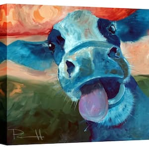 Goofy Cow on Canvas Mixed Media Wall Art