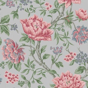 Tapestry Floral Slate Grey Unpasted Removable Wallpaper Sample