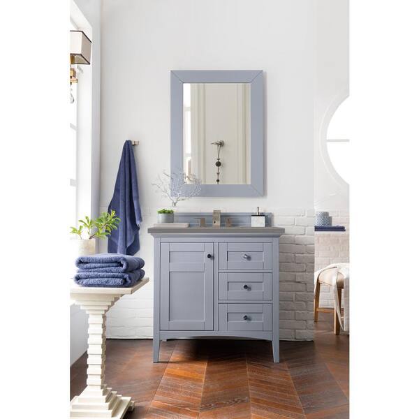 James Martin Vanities Palisades 36 in. W x 23.5 in.D x 35.3 in. H Single Bath Vanity in Silver Gray with Quartz Top in Grey Expo