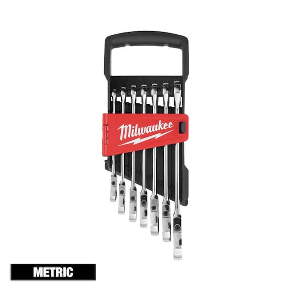 Milwaukee 144-Position Flex-Head Ratcheting Combination Wrench Set Metric (7-Piece)