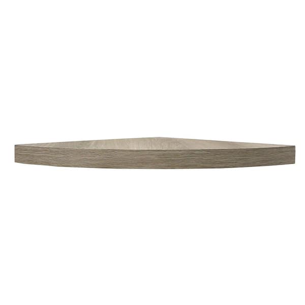 inPlace 18 in. W x 18 in. D x 1.5 in. H Light Gray Driftwood Floating Corner Shelf