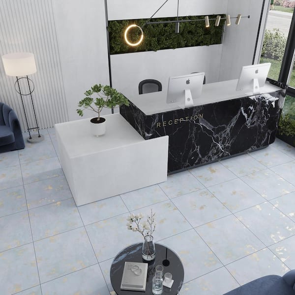 Aureate Light Blue 23.44 in. x 23.44 in. Natural Porcelain Square Wall and Floor Tile (15.27 sq. ft./Case) (4-pack)