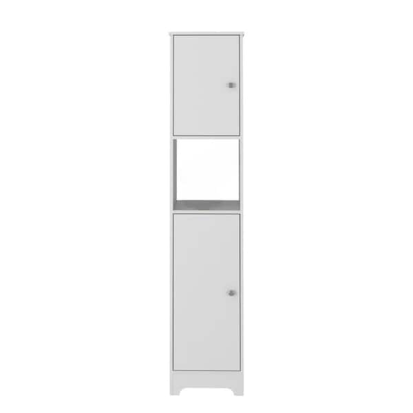 Aoibox 14 in. W x 16 in. D x 68 in. H White Particle Board Free Standing Linen Cabinet with 4-Interior and 1-Open Shelves