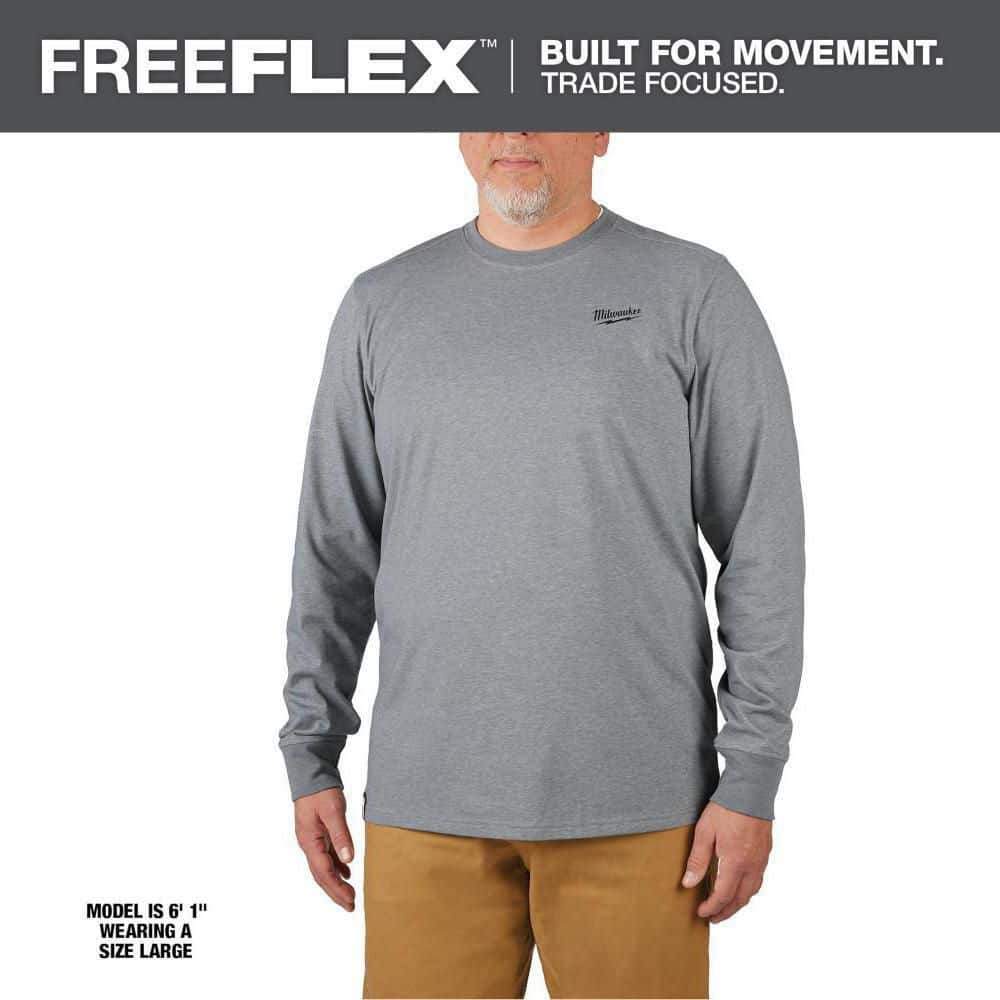 Men's Small Gray Cotton/Polyester Long-Sleeve Hybrid Work T-Shirt price history on PriceWatchPro