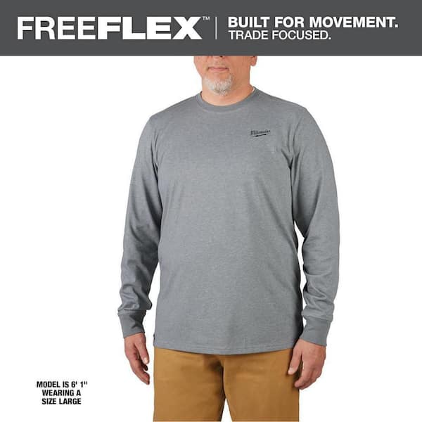 Milwaukee Men's Small Gray Cotton/Polyester Long-Sleeve Hybrid Work T-Shirt