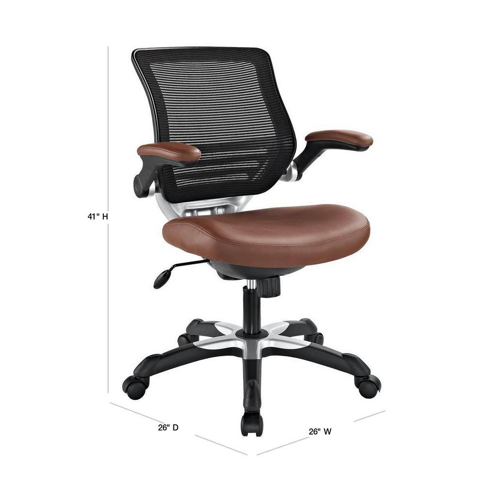 Edge Swivel Office Chair with Adjustable Arms in Tan Vinyl