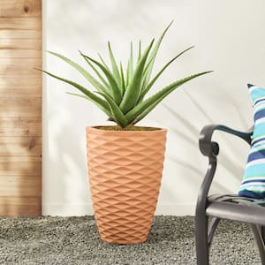 18.75 in. H Oversized Eco-Friendly HDPE Terracotta Textured Tall Pot Planter (2-Pack)