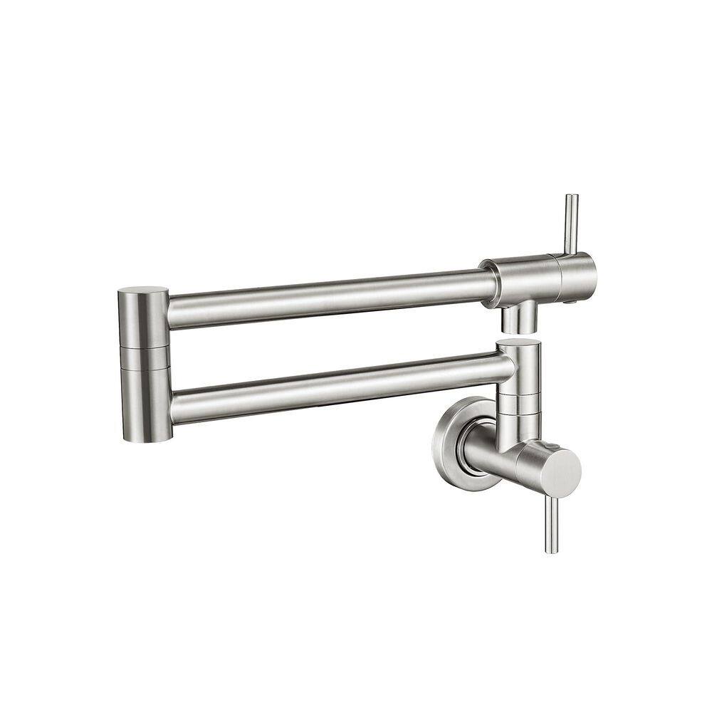 Pot Filler Faucet in Brushed Nickel, Wall Mount Stainless Steel Kitchen Tap for Over Stove, Double Joint Swing Arm price history on PriceWatchPro