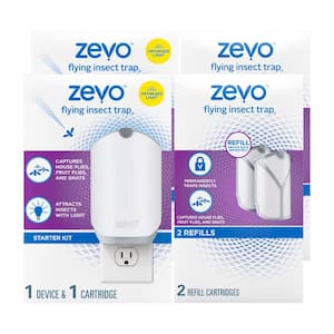 ZEVO Indoor Flying Insect Trap for Fruit flies, Gnats, and House Flies (1  Plug-In Base + 1 Refill Cartridge) 081813501498 - The Home Depot