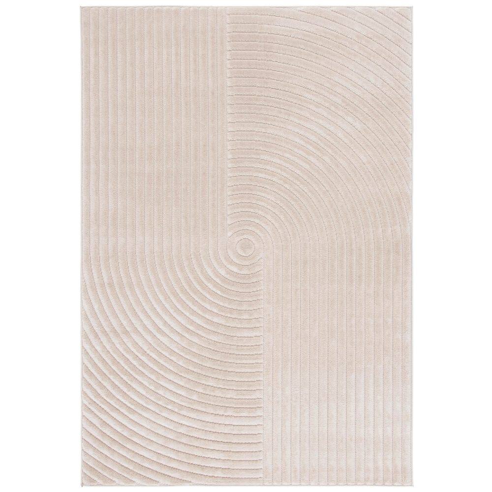 Beige Geometric 8' x 10' Synthetic Easy Care Area Rug