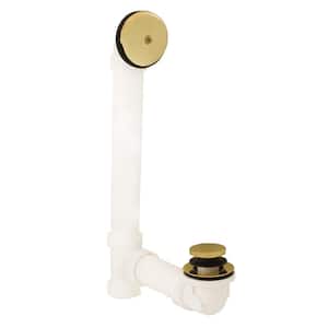 Toe Touch White Plastic Tubular 1-Hole Bath Waste and Overflow Tub Drain Full Kit in Polished Brass