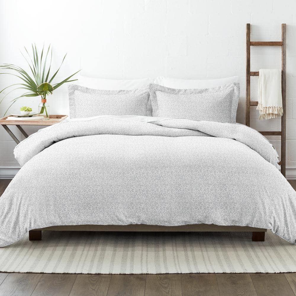 Gray Microfiber Vine Trellis Twin/Twin XL Duvet Cover Set