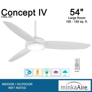 Concept IV 54 in. Integrated LED Indoor/Outdoor White Smart Ceiling Fan with Light and Remote Control