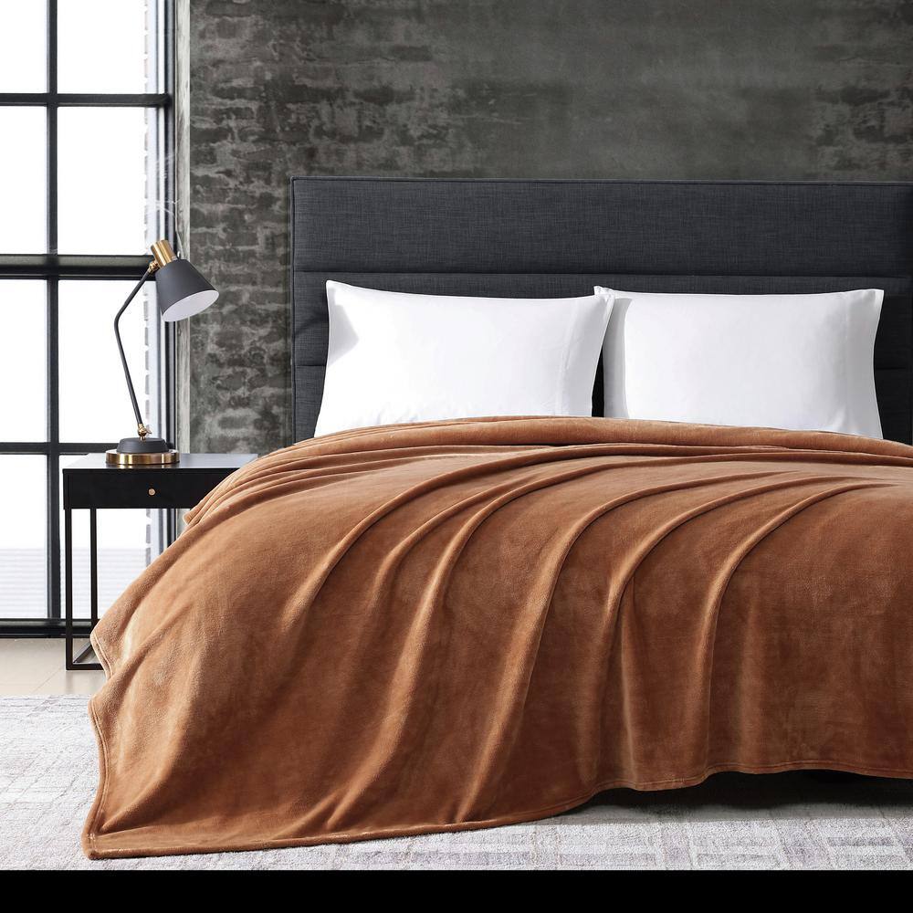 Kenneth Cole Ginger Orange Full Plush Fleece Blanket
