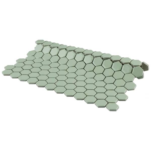 てあ Merola Tile Metro 1 in. Hex Glossy Mint 10-1/4 in. x 11-7/8 in