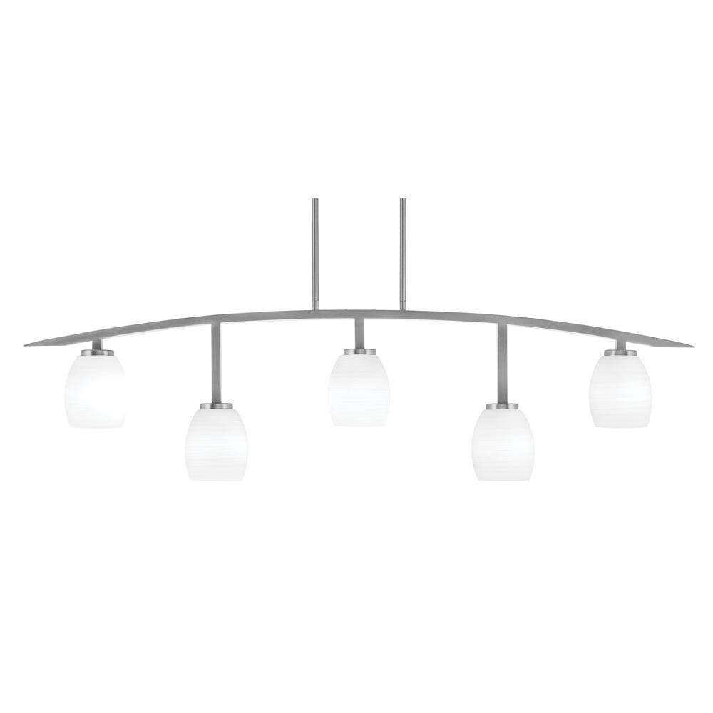 Siena 51.25 in. 5-Light Graphite Chandelier with 5 in. White Linen Glass Sh