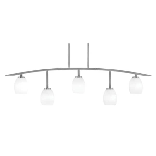 Unbranded Siena 51.25 in. 5-Light Graphite Chandelier with 5 in. White Linen Glass Shades, no bulbs included