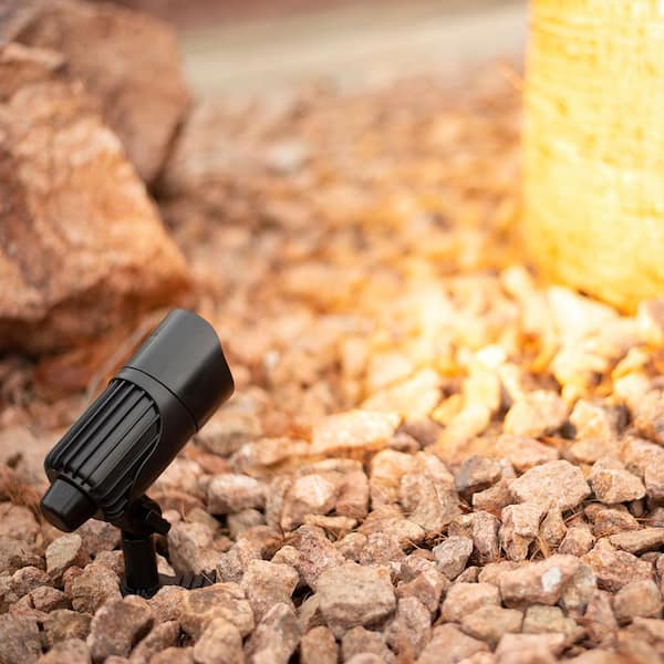 Hampton Bay Low Voltage 370 Lumens Black Outdoor Integrated LED Spotlight with White Color Changing Technology Weather Resistant