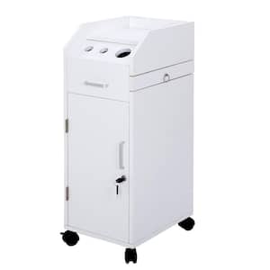 Salon Trolley Storage Cart with 4 Storage Drawer 3 Hair Dryer Holder Equipment in White