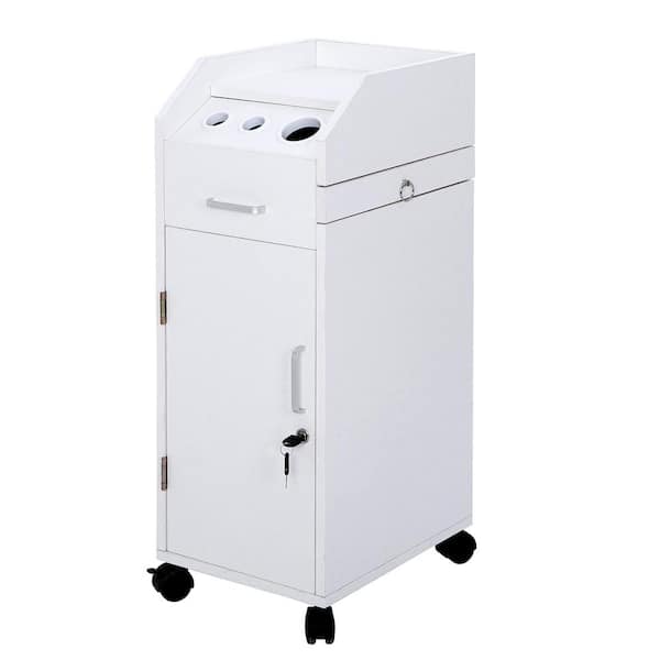 Winado Salon Trolley Storage Cart with 4 Storage Drawer 3 Hair Dryer Holder Equipment in White
