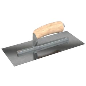 12 in. x 5 in. Carbon Steel Square End Finishing Trowel with Wood Handle