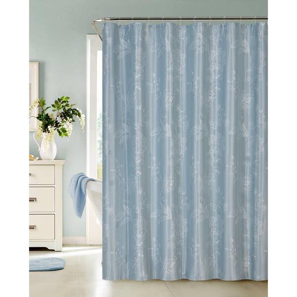 Dainty Home Clara 72 in. Blue Embroidered Shower Curtain