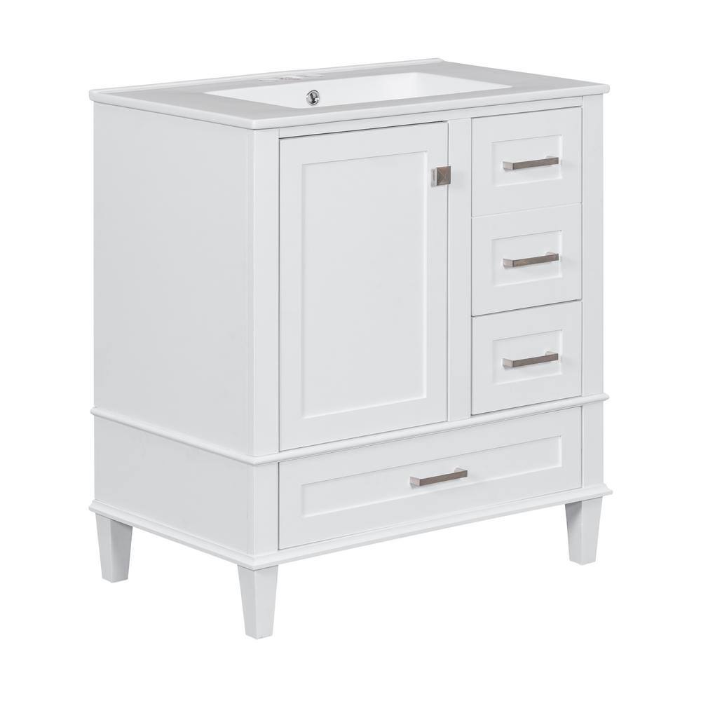 30 in. W x 18 in. D x 34 in. H Single Sink Freestanding Bath Vanity in Whit