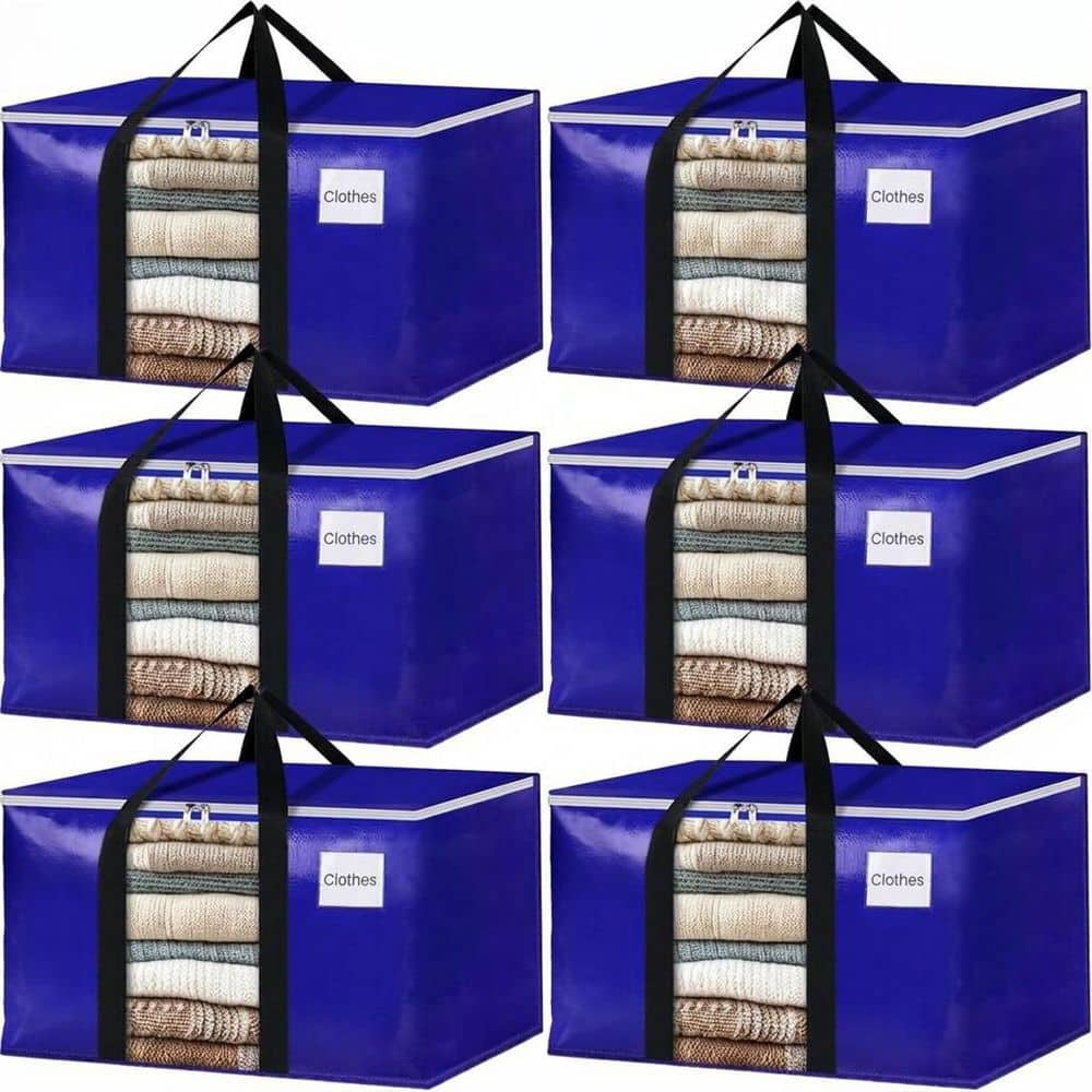 Anqtovp Blue Storage Bags 6 Pack with Clear Window Strong Handles
