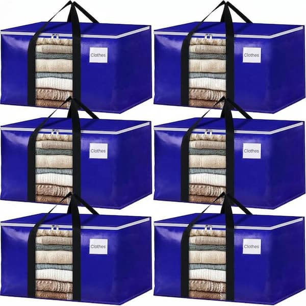 Anqtovp Blue Storage Bags 6 Pack with Clear Window Strong Handles
