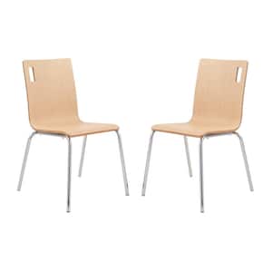 Bushwick Series Natural/Chrome Bentwood Cafe Side Chair (Pack of 2)