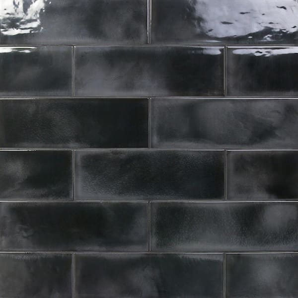 Ivy Hill Tile Piston Camp Black 4 in. x 12 in. Glazed Ceramic Subway Wall Tile (34-piece 10.97 sq. ft. / box)