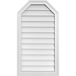 20 in. x 36 in. Octagonal Top Surface Mount PVC Gable Vent: Decorative with Brickmould Frame