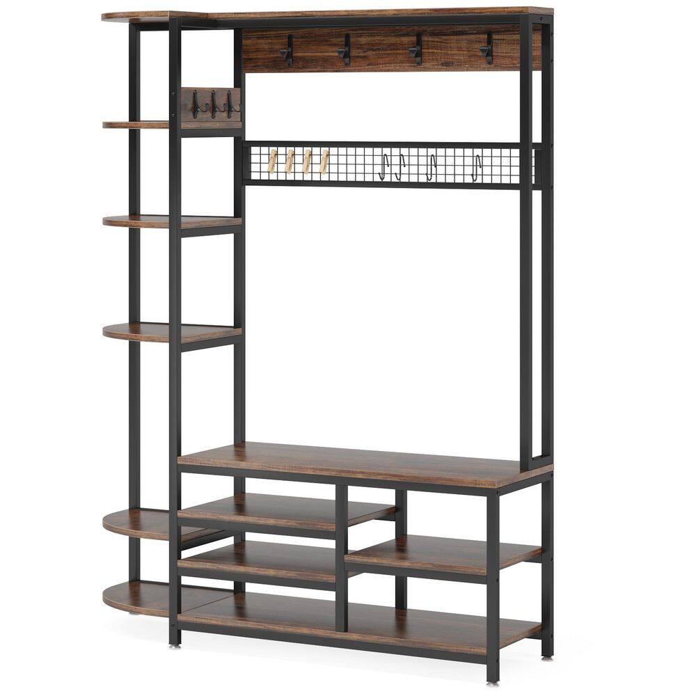 TRIBESIGNS WAY TO ORIGIN Carmalita 47.24''Lx15.74''Dx71.25''H Brown Coat Rack Shoe Bench 6in1