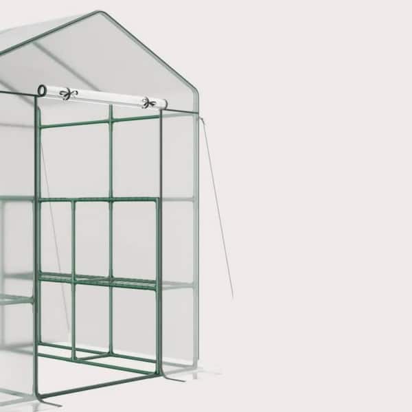 Assembled Dimensions Width ft. in. x 57 in.Depth ft. in. x 57 in. Height ft. in. x 55 in.PE Steel White Color Greenhouse