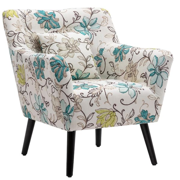 green floral accent chair