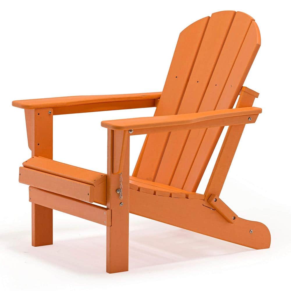 Classic Orange Folding Plastic Adirondack Chair