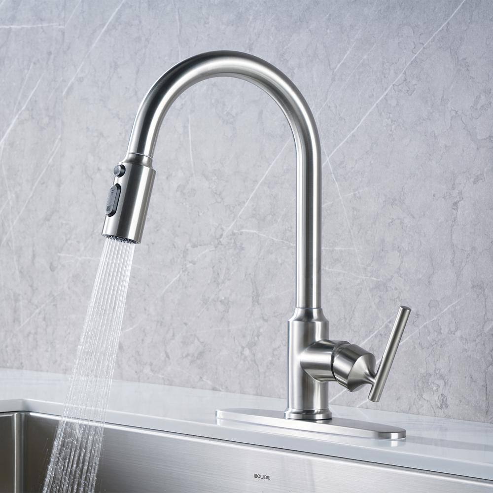 Brushed Nickel Single Handle Pull Down Kitchen Faucet