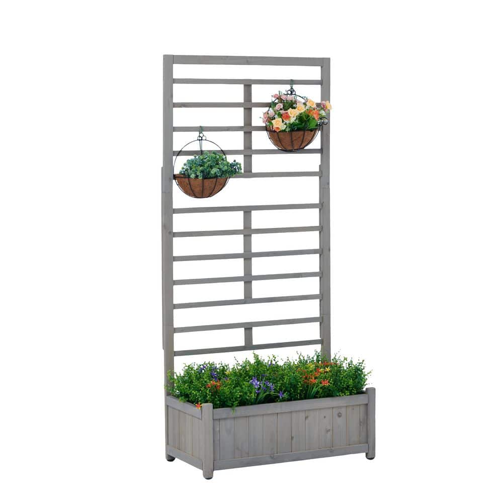 67.32 in. Wood Planter Box with Trellis