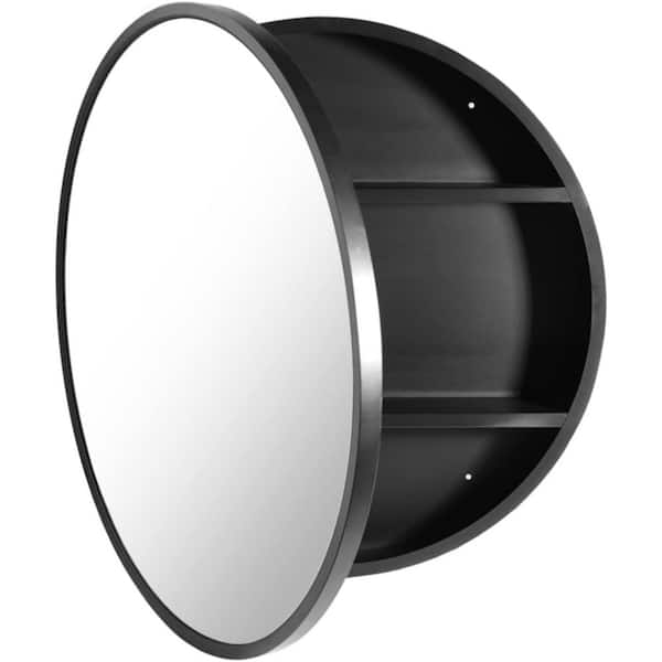 26 in. W x 26 in. H Round Metal Framed Surface Mount Medicine Cabinet with Mirror, Removable Shelf