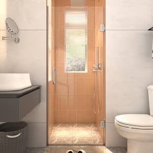 30 in x 72 in. Frameless Hinged Shower Door, Chorme Finish with 8mm Clear Tempered Glass